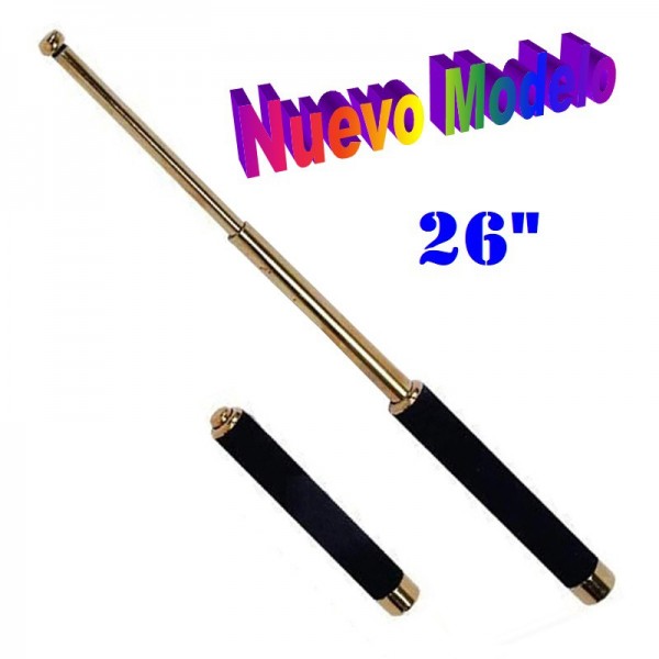 DEFENSA EXTENSIBLE EN ACERO DE 26" MOD. EN COLOR DORADO CON MANGO DE GOMAESPUMA CON FUNDA