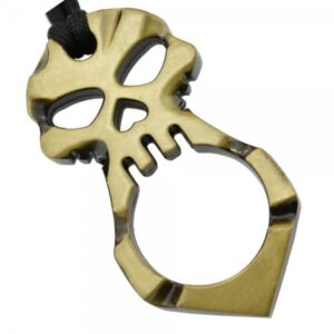 PUÑO AMERICANO 1 DEDO MODELO CABEZA PIRATA COLOR DORADO